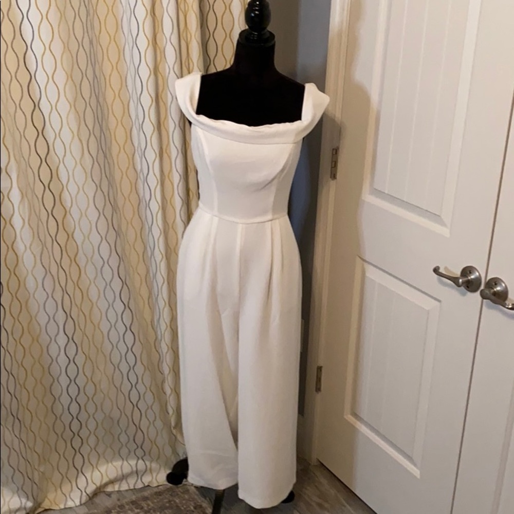 BCGB White Off Shoulder Jumpsuit